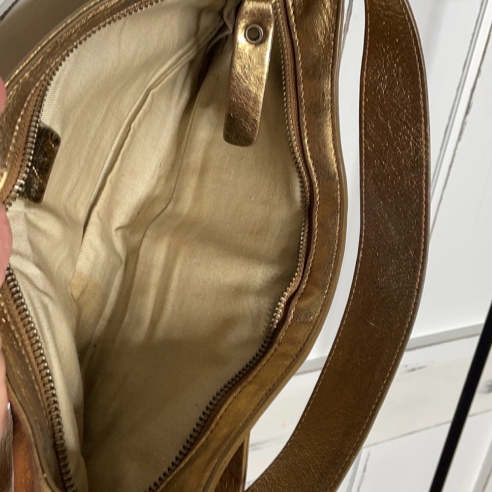 Burberry Metallic Gold Shoulder Bag with Brass Hardware - Picture 3 of 11